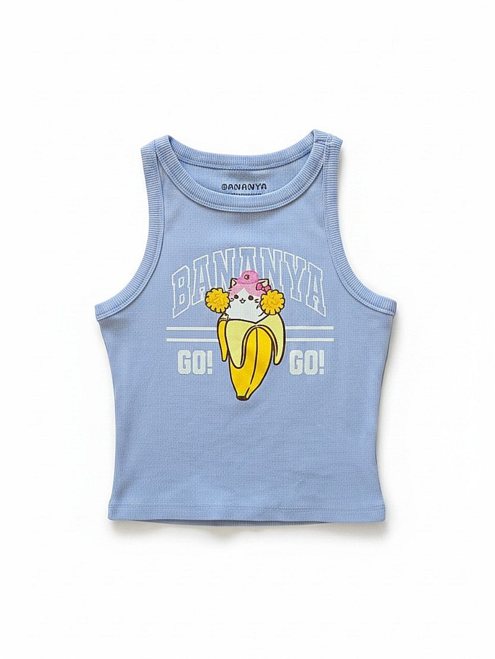 NWT! Bananya Light Blue Graphic Kids Tank with Yellow Banana